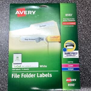 Avery file folder labels, white, pack of 150